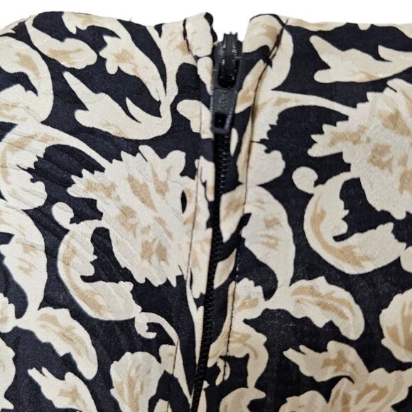 Vintage 80s Maggie London Dress Womens Size 8 Black Ivory Silk Drop Waist - Picture 4 of 9